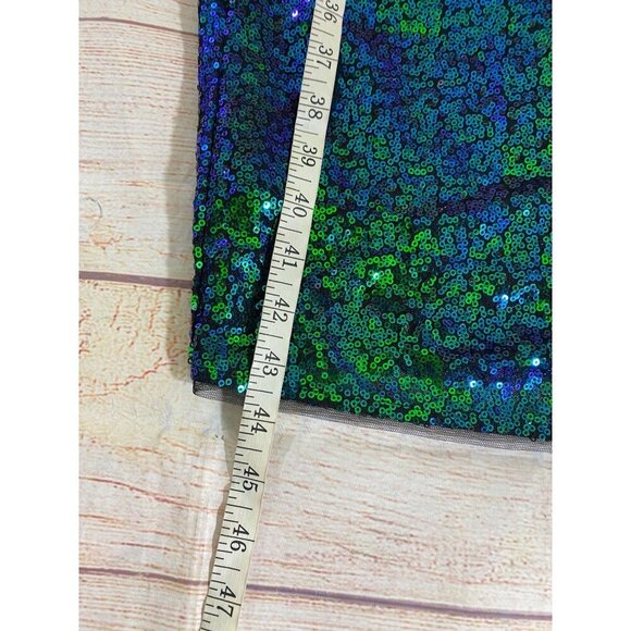 Belle Pogue Women's Green Sequin Short Sleeve Midi Cocktail Dress - Medium - Picture 6 of 12